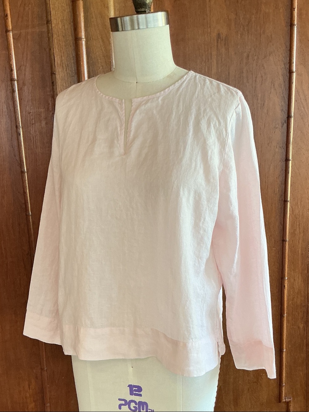Eileen Fisher Pale Pink Long-Sleeve LinenTunic